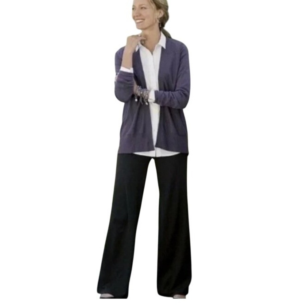 J. Jill Black Knit Wide Leg Side Zipper Lounge Pants Comfortable Casual Size 12